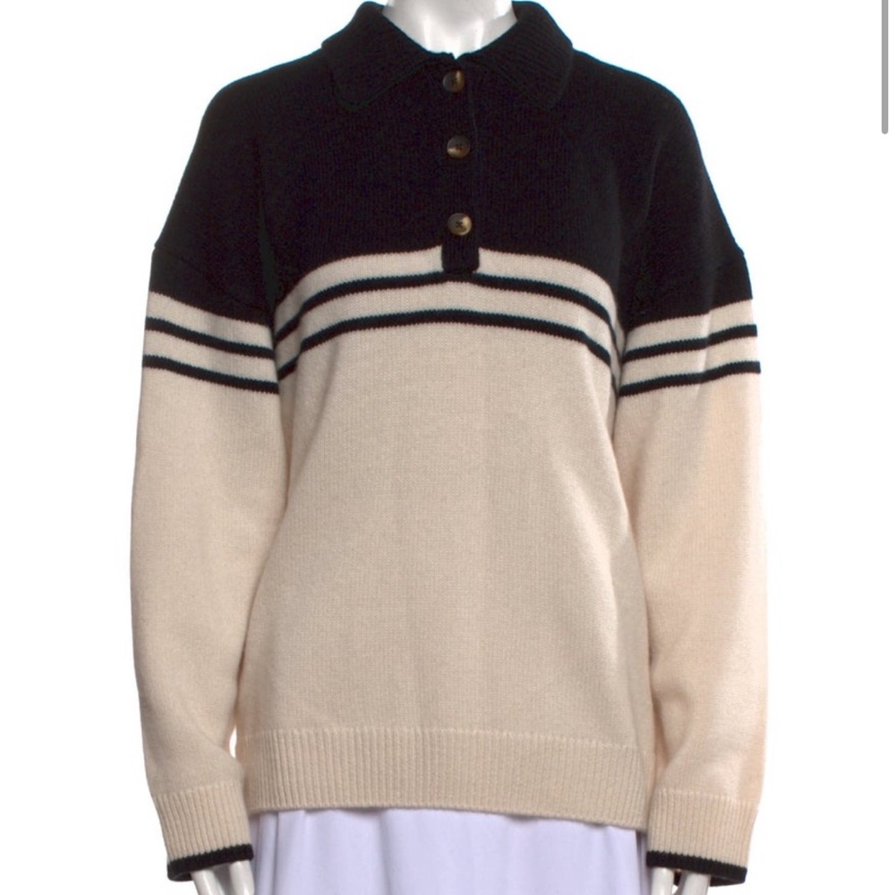 Reformation cashmere stripped polo sweater